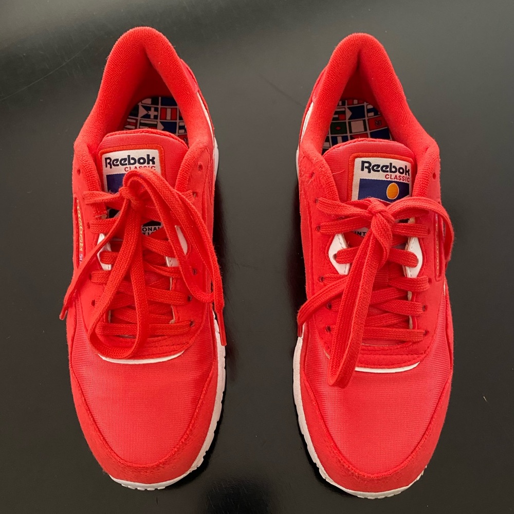Reebok Womens 7 Classic 6606 Red White Nylon Sneaker Shoes Retro Vtg